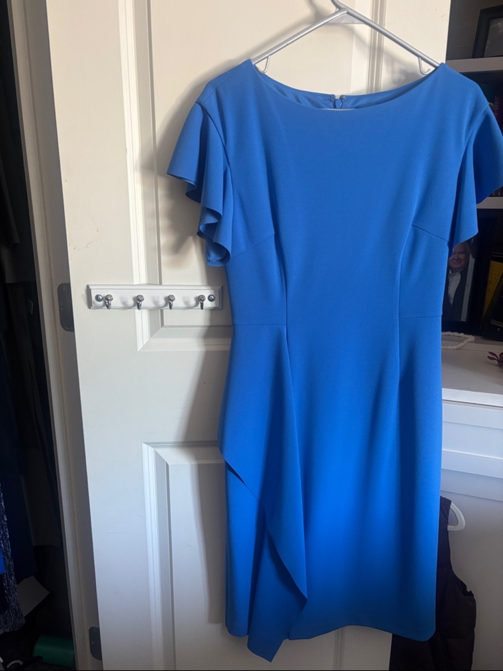 Vince Camuto Cobalt Blue Ruffle Sleeve Sheath Dress